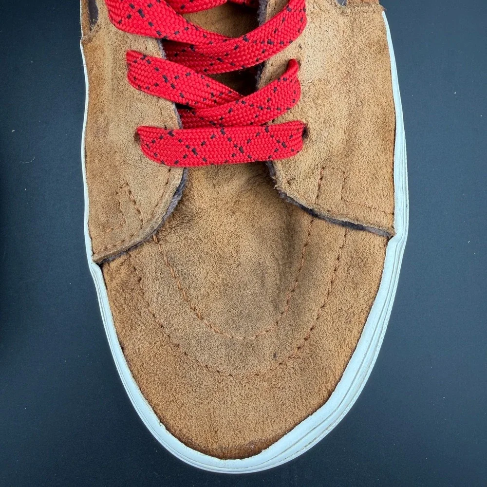 Vans Sk8-Hi Unisex M7.5/W9 Skateboard Shoes Orange Brown Pig Suede Sneakers